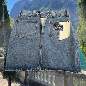 RARE Fiorucci Club of Race Vintage Denim Skirt